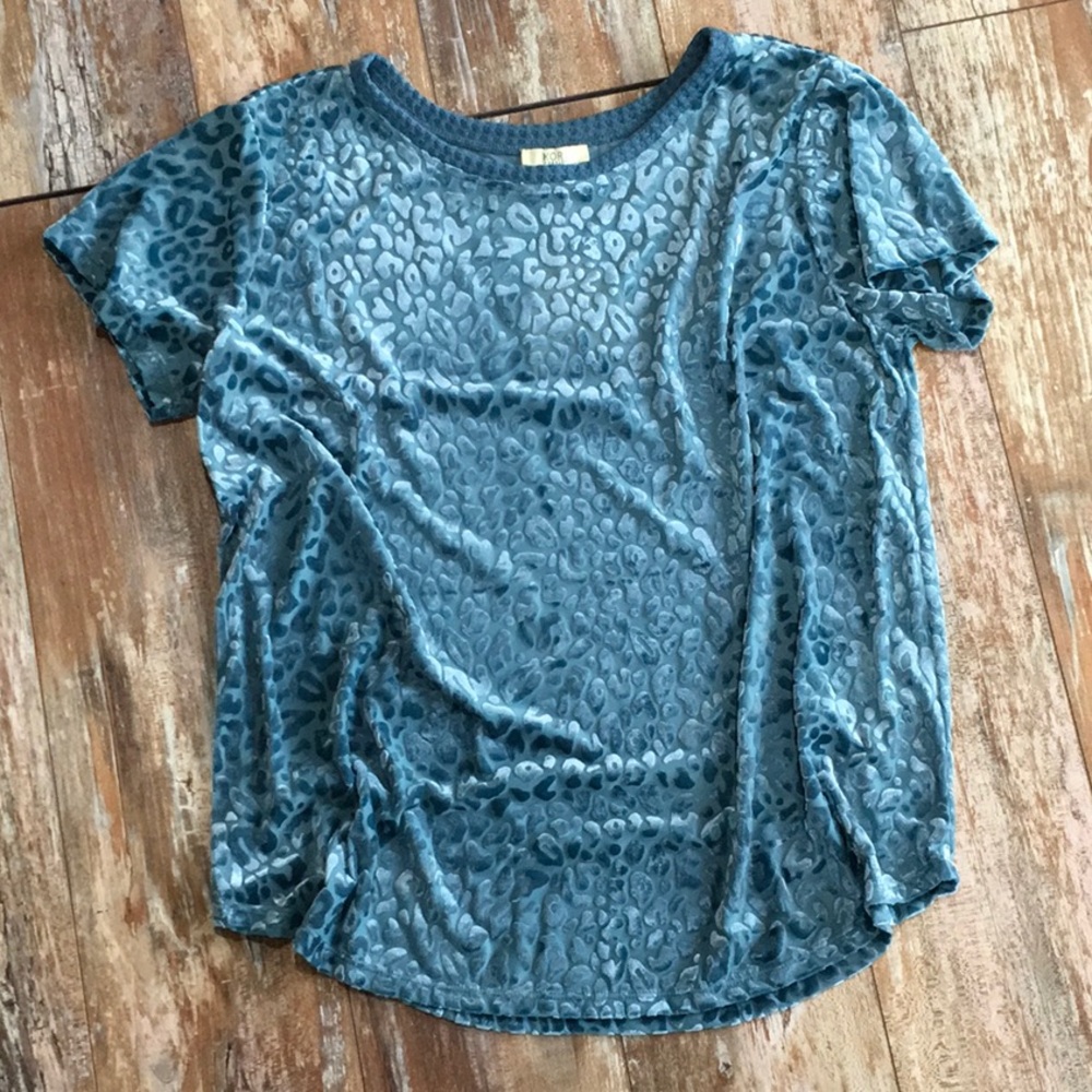 Dusty Blue Animal Print Burnout Top